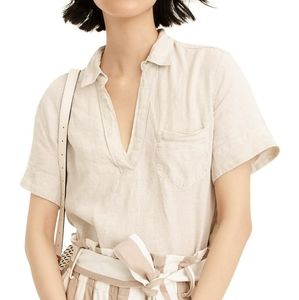 NWT J.Crew Linen Short-Sleeve Popover Top …